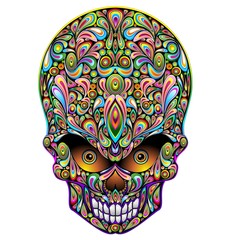 Skull Psychedelic Art Design Halloween-Teschio Psichedelico