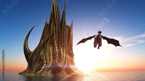 Obraz na płótnie canvas trzyczęściowy "tryptyk" Dragon