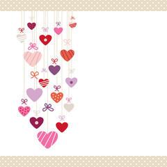 Poster - Hanging Hearts Love Letter Dots Border Retro