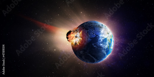 Naklejka samoprzylepna Duża asteroida uderzająca w ziemię
