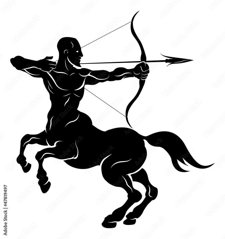 Stylised centaur archer illustration - obrazy, fototapety, plakaty 