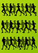 © kstudija - Marathon runners detailed active man and woman illustration silh