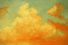 Sunset Sky And Clouds Over The Sea, Illustration, Painting By Oi