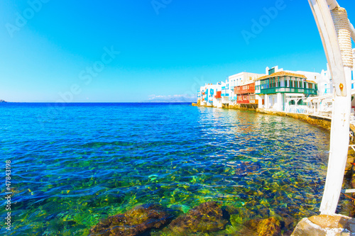 Naklejka samoprzylepna Mała wenecja zielone wody zbliżenie zobacz mykonos island grecja cy