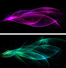 Dark Glow Banners With Color Waves.