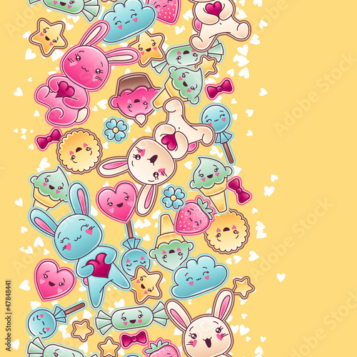 Fototapeta do kuchni Seamless kawaii child pattern with cute doodles.