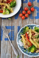 Canvas Print - pasta with  meat  and vegetable