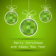 Green Merry Christmas Puzzle Balls