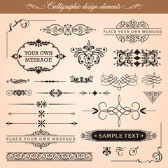 Wall Mural - Vector Set: Calligraphic Design Elements and Page Decoration