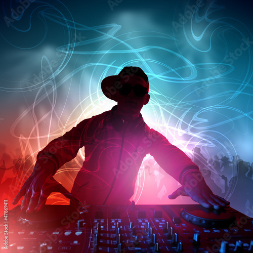 Plakat na papierze fotorealistycznym Dj i mikser