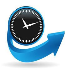 Sticker - horloge sur bouton flêche bleue