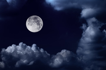 Wall Mural - night sky with moon and clouds