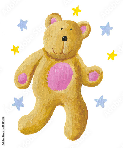 Obraz w ramie Cute teddy bear with stars