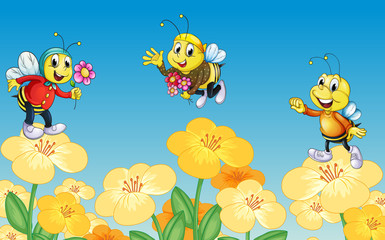 Poster - Bees and flowers