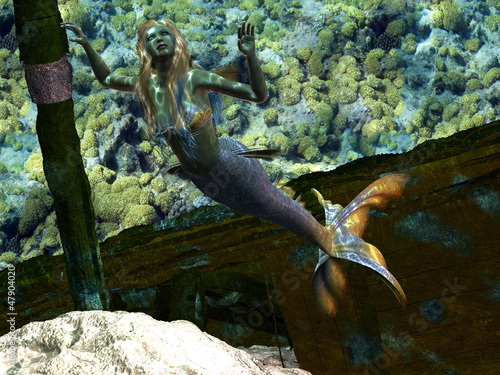 Nowoczesny obraz na płótnie Under the Sea Mermaid