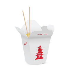 Wall Mural - Chinese restaurant opened take out box filled with noodles