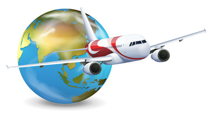 Poster - Earth globe and airplane