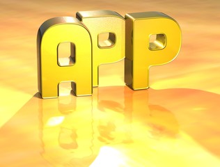 Wall Mural - 3D Word App on gold background