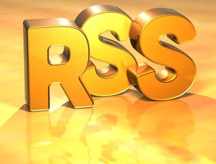 Wall Mural - 3D Word RSS on gold background