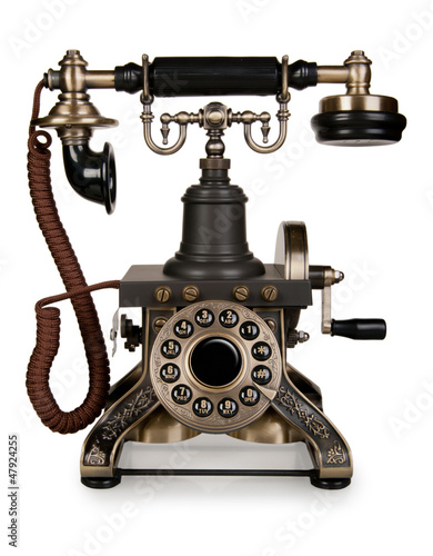 Fotografia Retro Phone - Vintage Telephone isolated on White Background
