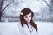 dziewczyna modelka śliczna młoda zima święta śnieg delikatna