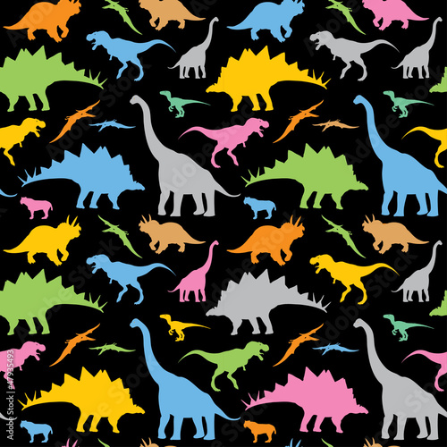 Obraz na płótnie canvas czteroczęściowy "tetraptyk" Bezszwowe dinozaur wzór