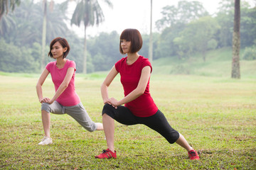 Wall Mural - asian woman workout outdoor