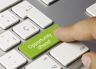 Sticker - Opportunity ahead keyboard key. Finger