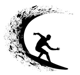 Wall Mural - silhouettes of surfers