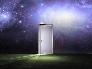 Canvas Print - Doorway before cosmic sky