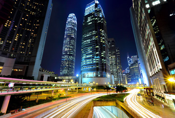 Wall Mural - city night with busy traffic