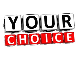 Sticker - 3D Your Choice Button Click Here Block Text