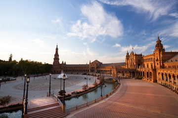 Fototapete - charming Plaza de Espana in Seville at sunset