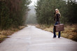 girl travelling with the suitcase