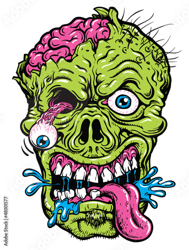 Fotoboard na płycie Szczegółowa ilustracja zombie głowy