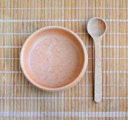 Wooden bowl and spoon