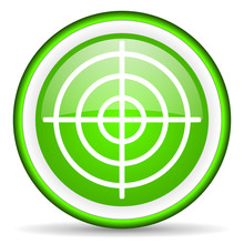 Target Green Glossy Icon On White Background