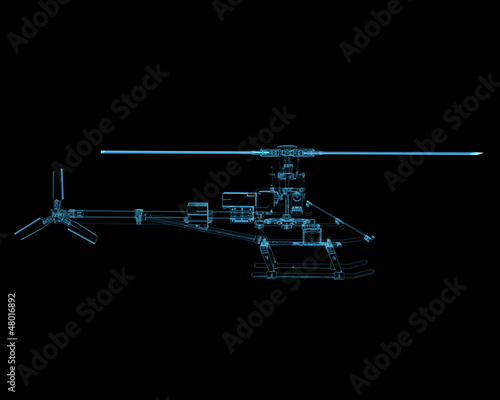 Fotoboard na płycie Helikopter na białym tle na czarno