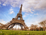 Fototapeta Boho - Paris. Wonderful wide angle view of Eiffel Tower from street lev