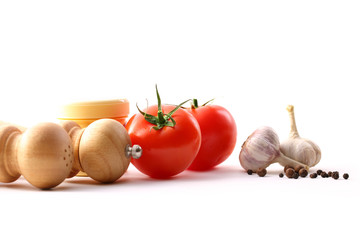 Wall Mural - Food ingredients with tomatoes and garlic