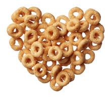Cheerios Cereal In A Heart Shape Isolated On White Background