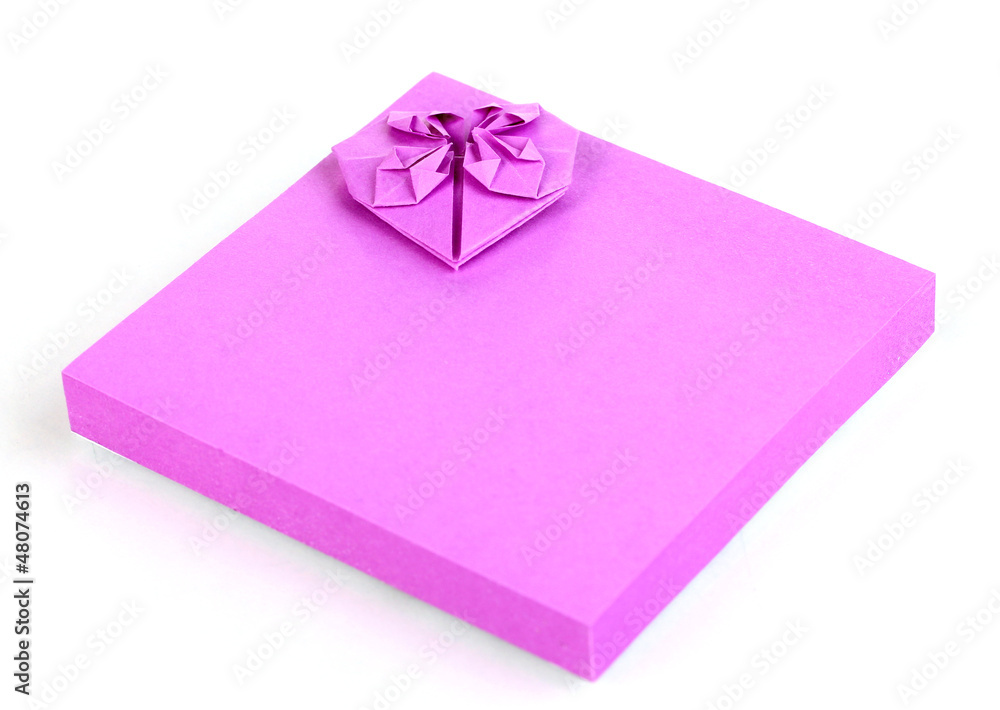 Lilac sticky notes isolated on white