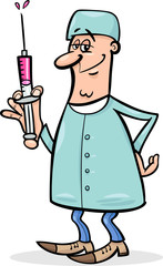 Wall Mural - doctor with syringe cartoon illustration