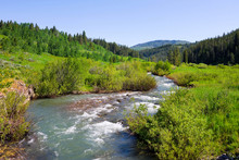 Countryside With A Creek In Idaho State
