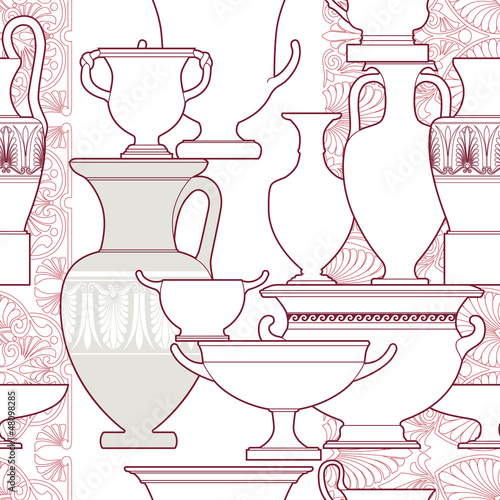Naklejka - mata magnetyczna na lodówkę Ceramic seamless pattern. Ethnic national Greek style background