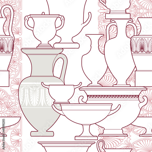 Plakat na zamówienie Ceramic seamless pattern. Ethnic national Greek style background