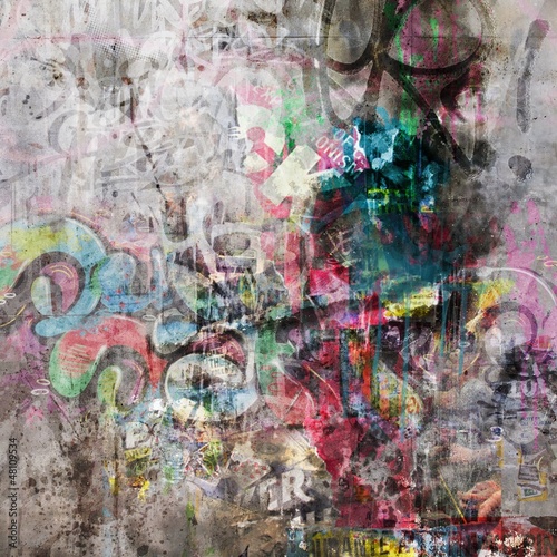 Plakat na papierze fotorealistycznym Tło grunge ściany - graffiti