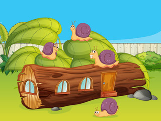 Sticker - Snails and a wood house