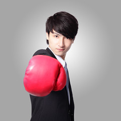 Poster - successful businessman with boxing gloves