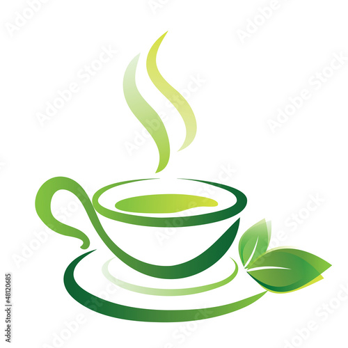 Naklejka na szybę Zielona filiżanka herbaty